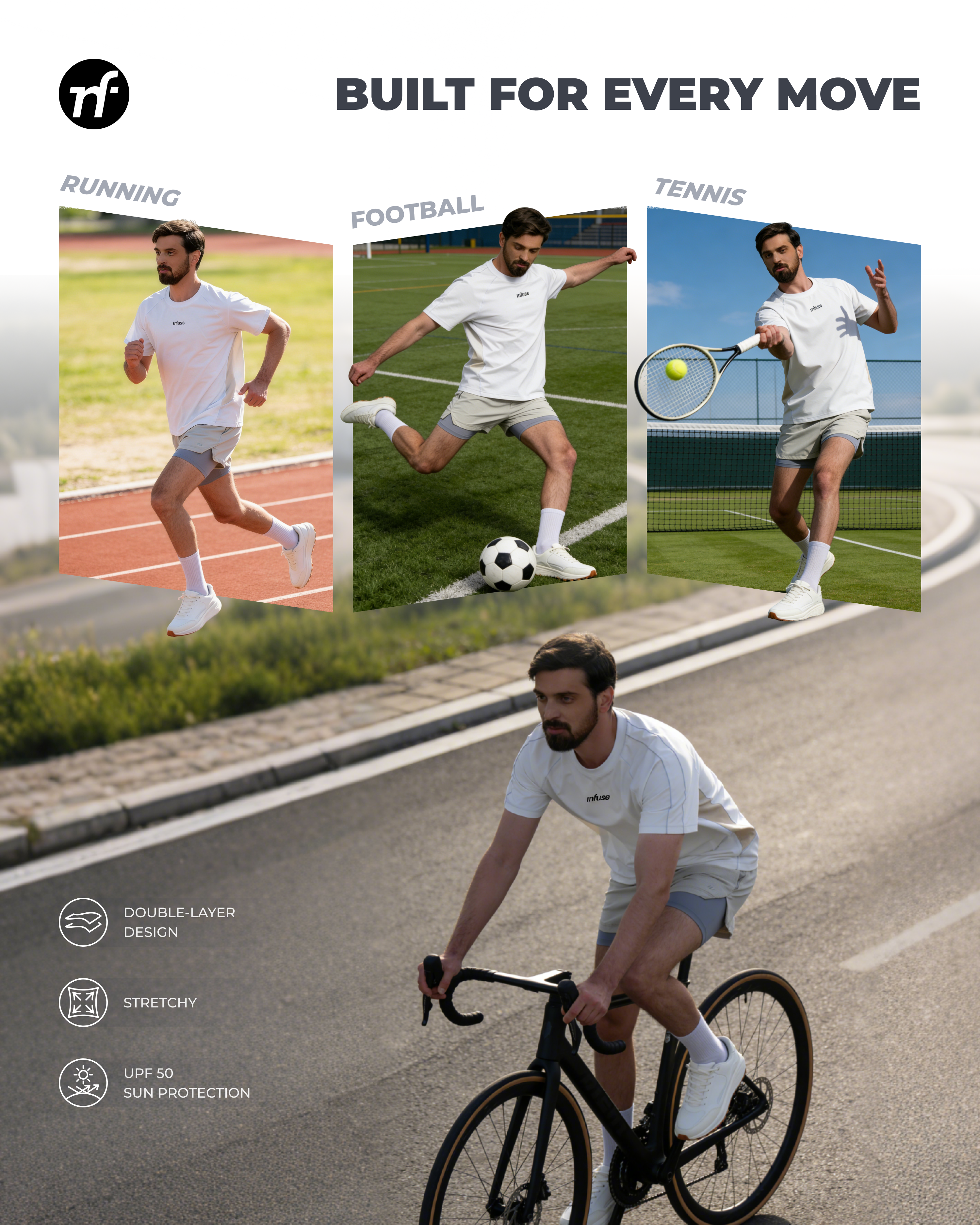 2-in-1 Breathable UPF50 Sport Shorts