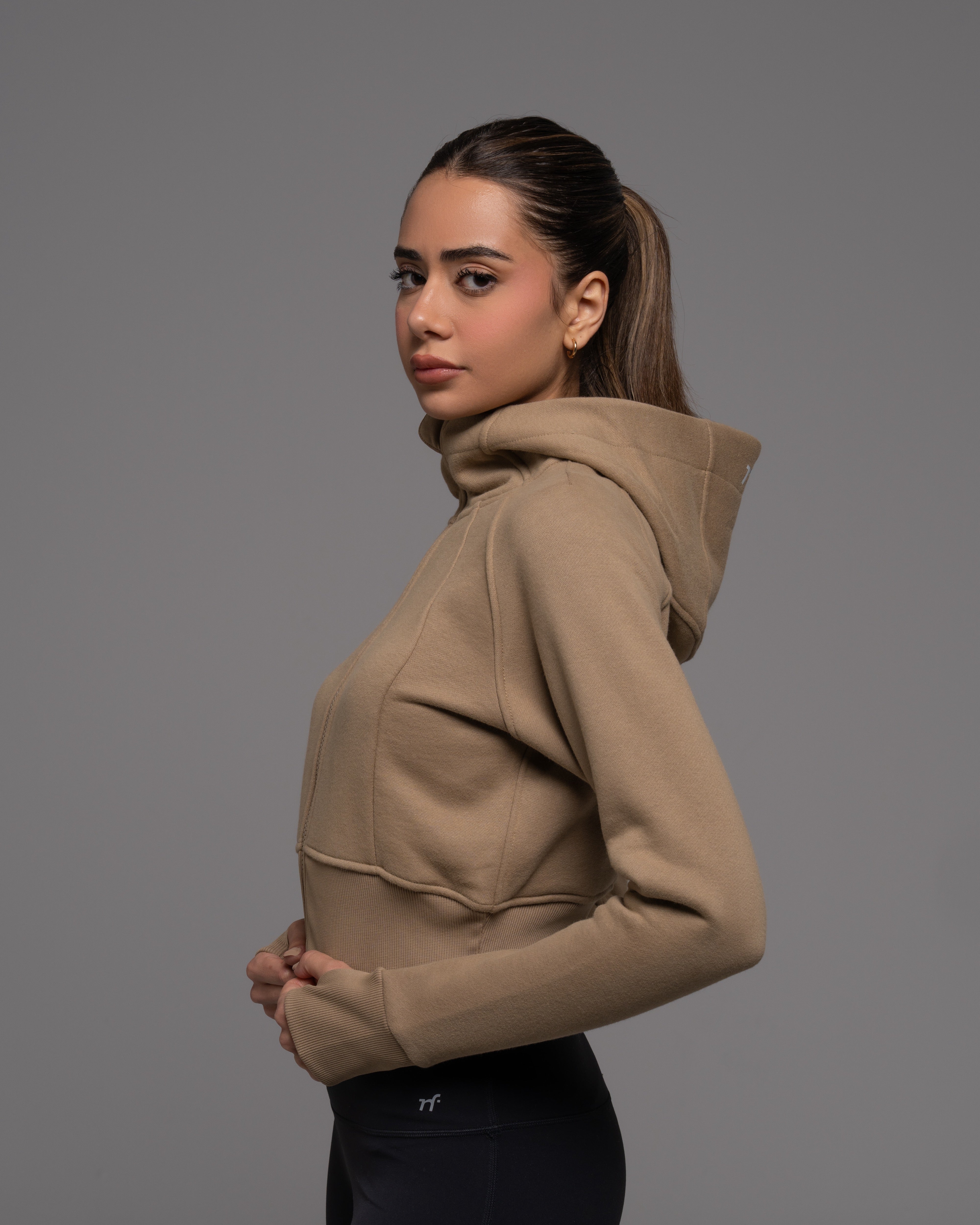 Relaxed-Fit Full-Zip Cropped Hoodie