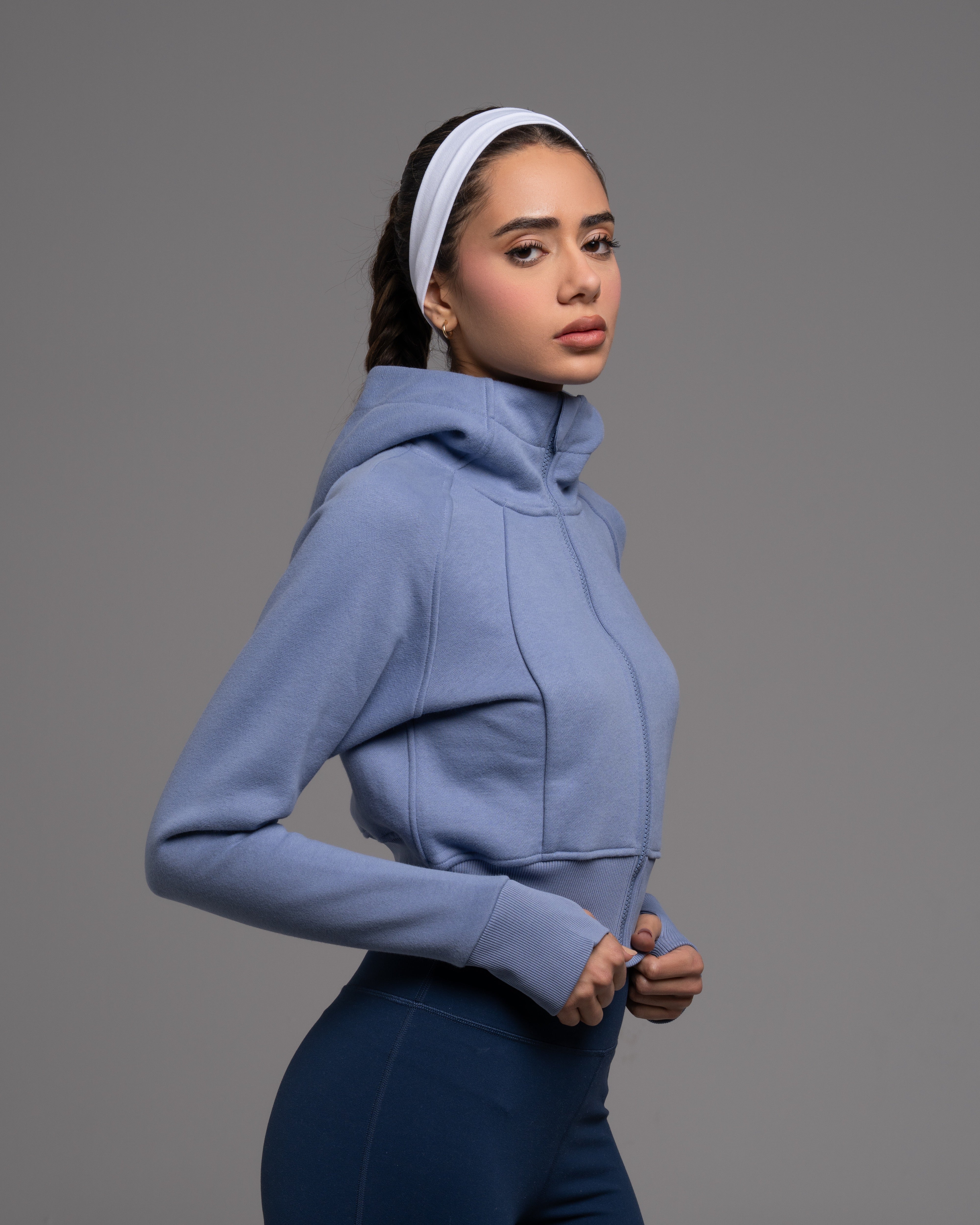 Relaxed-Fit Full-Zip Cropped Hoodie