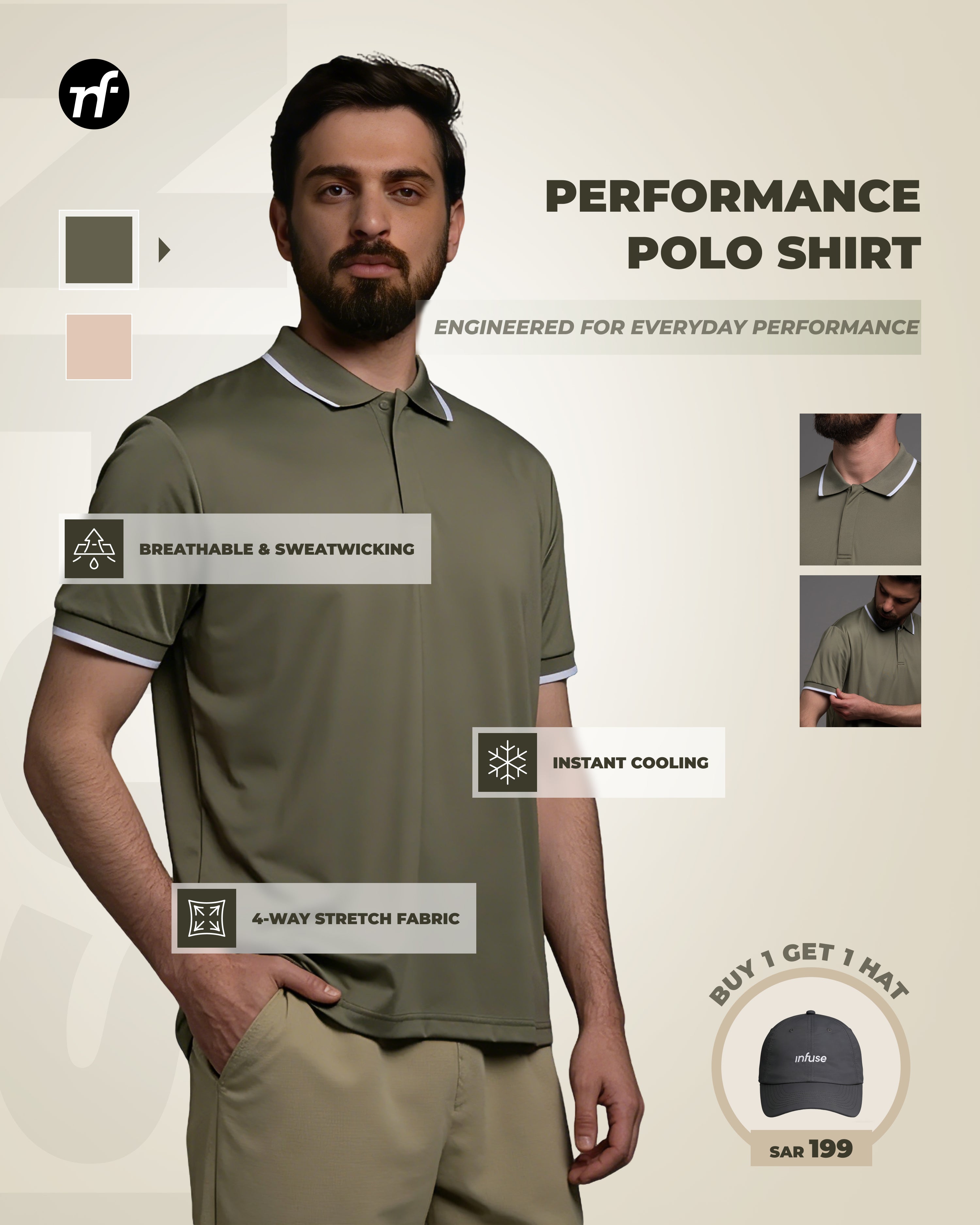 Performance Polo Shirt / Buy 1 Get 1 Hat (199SR)