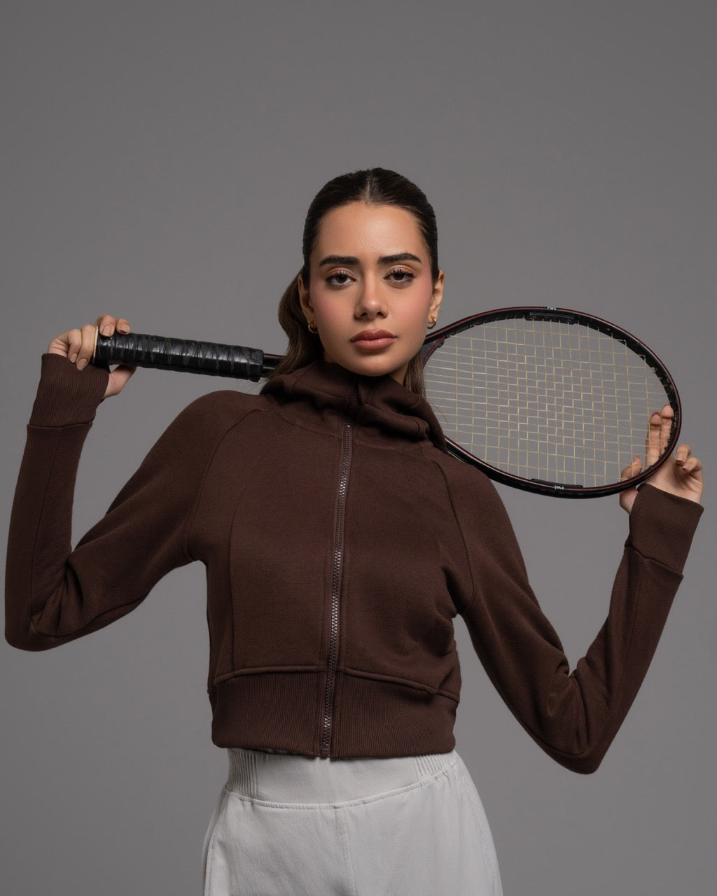 Relaxed-Fit Full-Zip Cropped Hoodie
