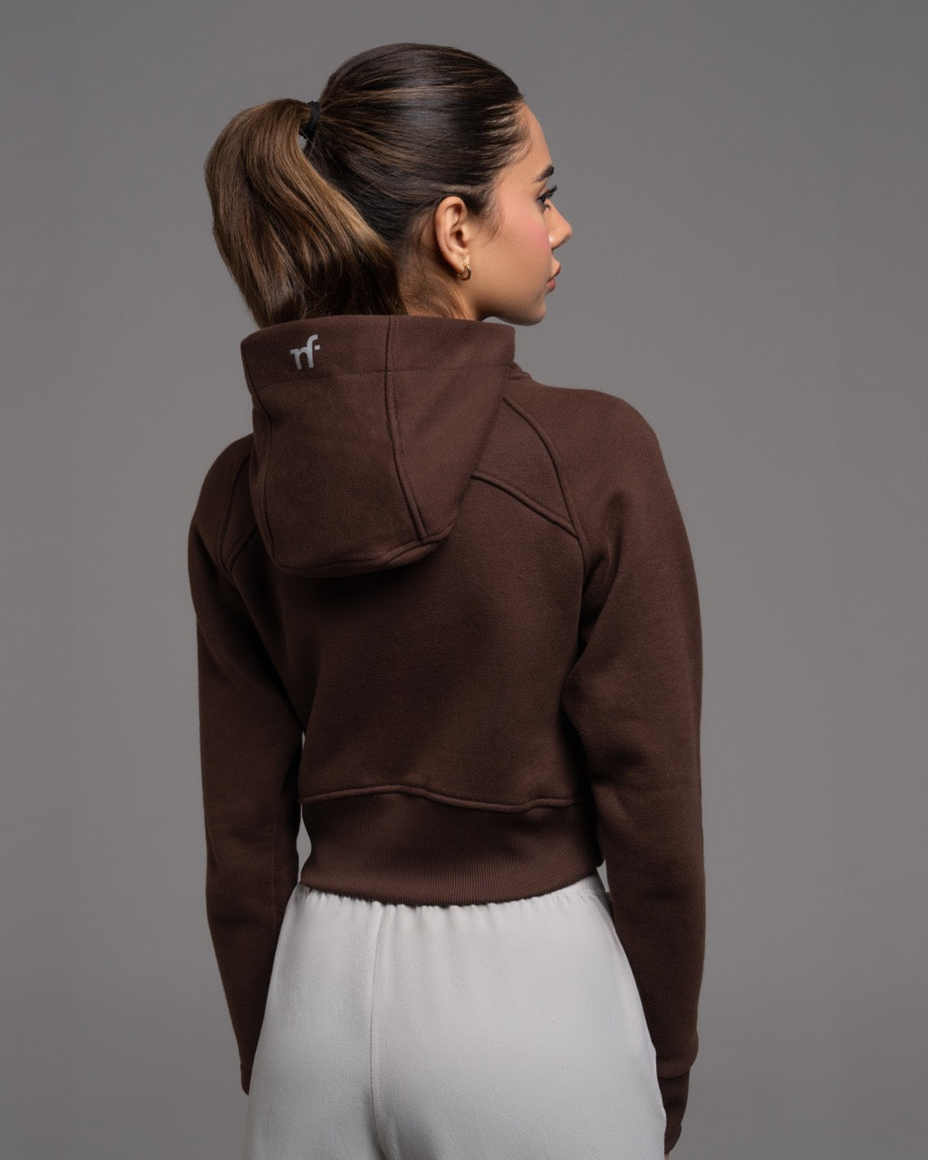 Relaxed-Fit Full-Zip Cropped Hoodie