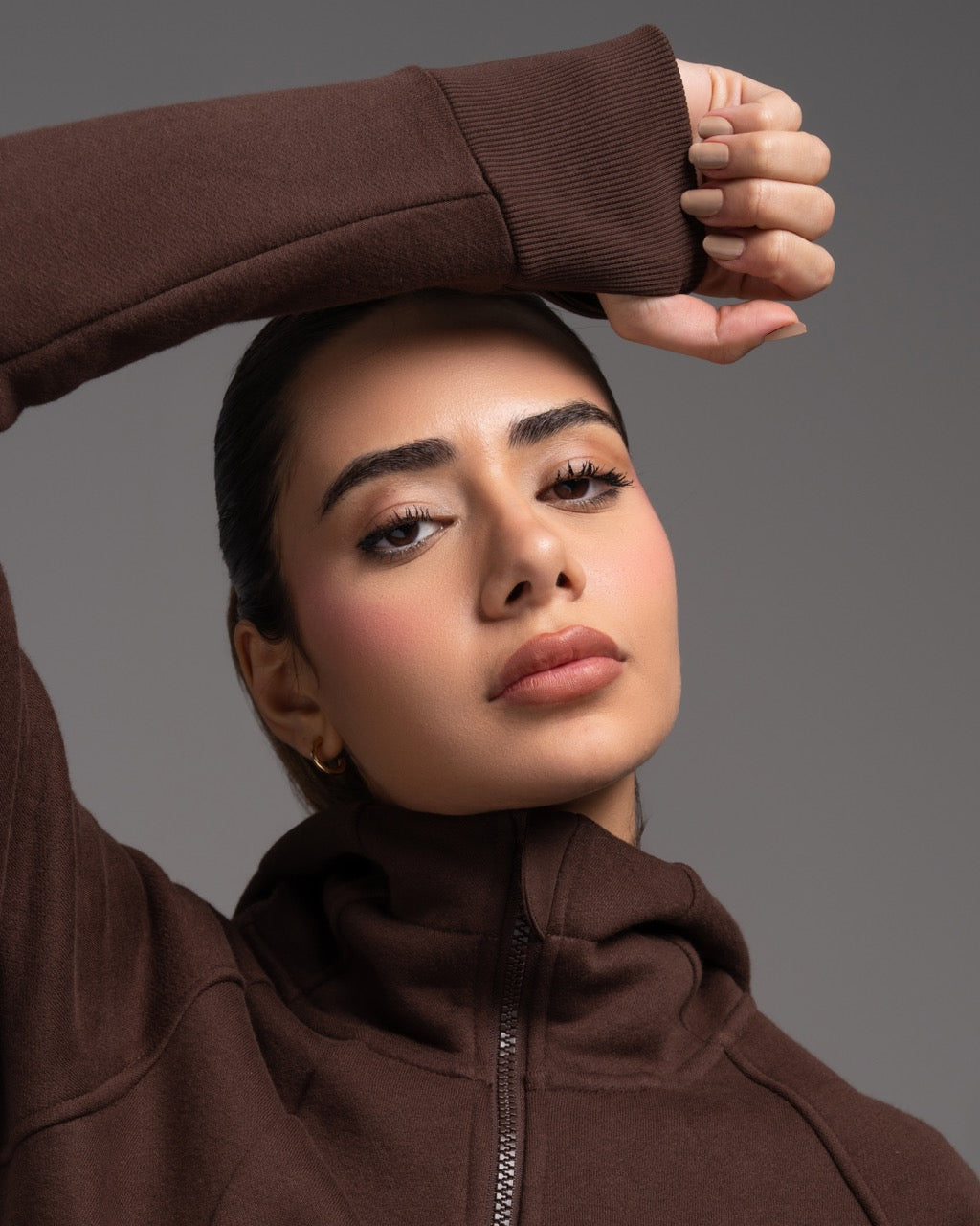 Relaxed-Fit Full-Zip Cropped Hoodie