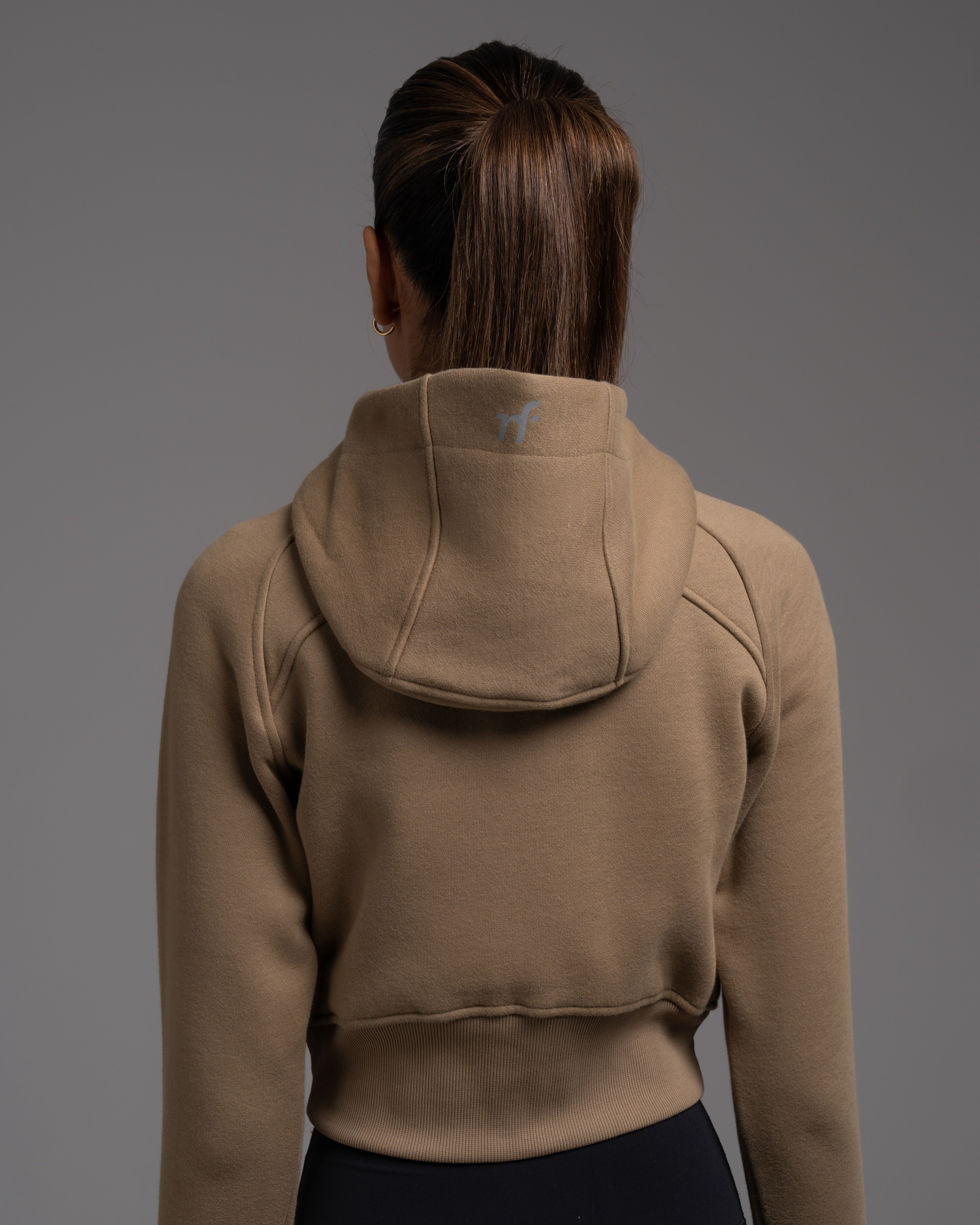 Relaxed-Fit Full-Zip Cropped Hoodie