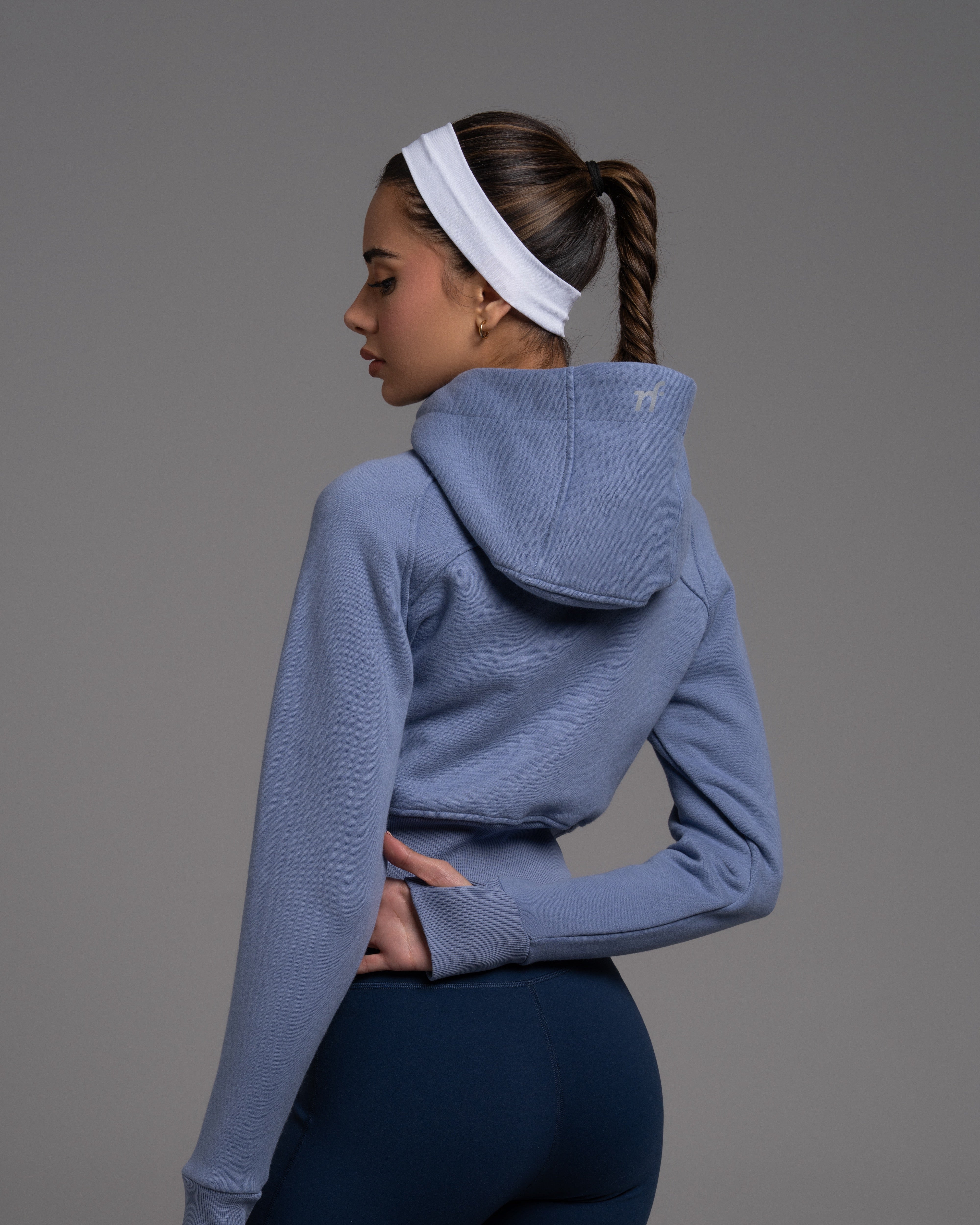Relaxed-Fit Full-Zip Cropped Hoodie