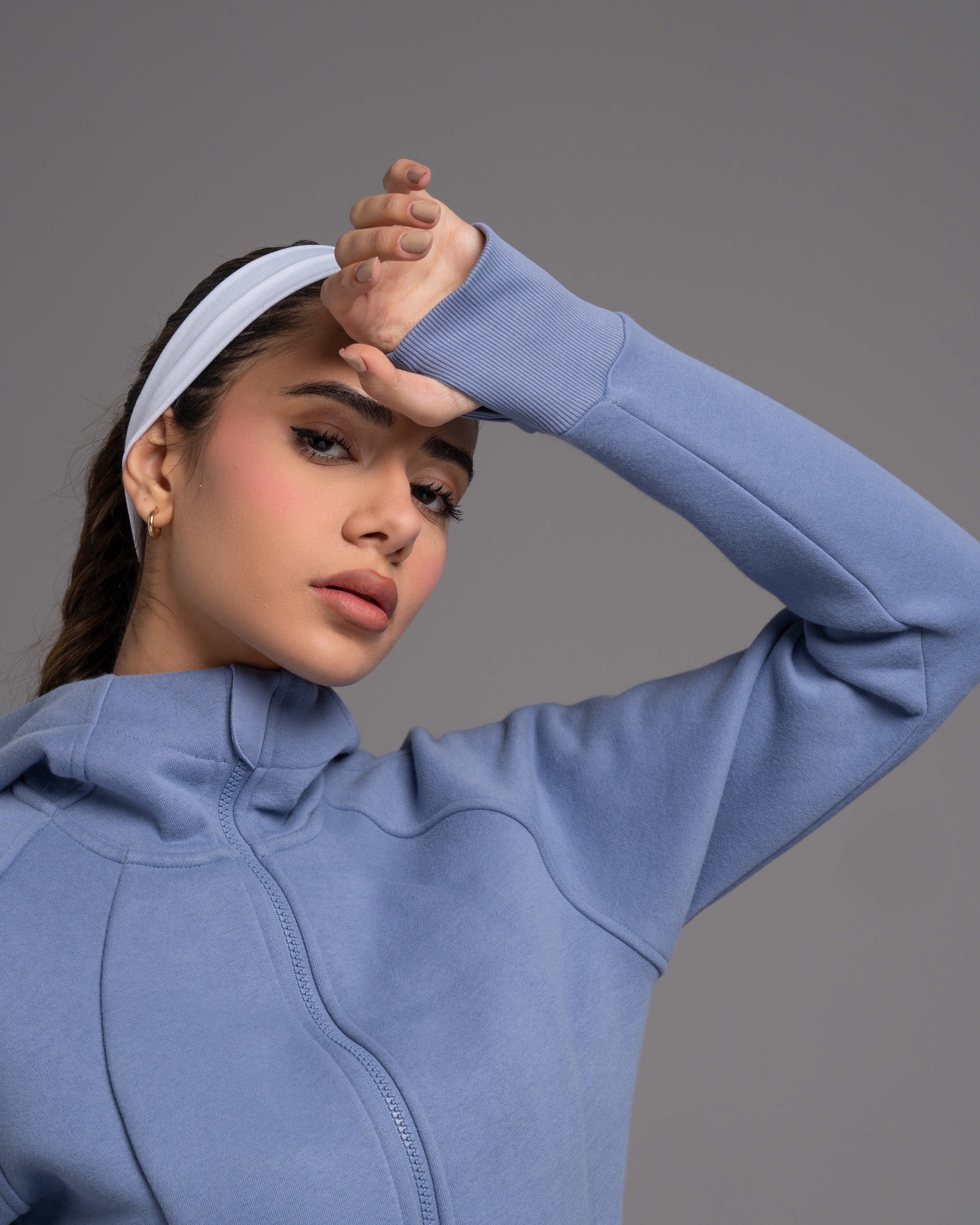 Relaxed-Fit Full-Zip Cropped Hoodie